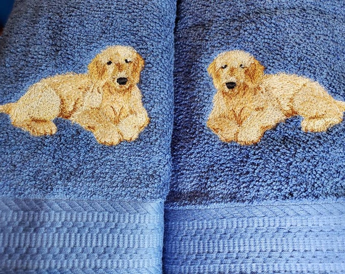 Goldendoodle dog hand towel set custom embroidered personalized