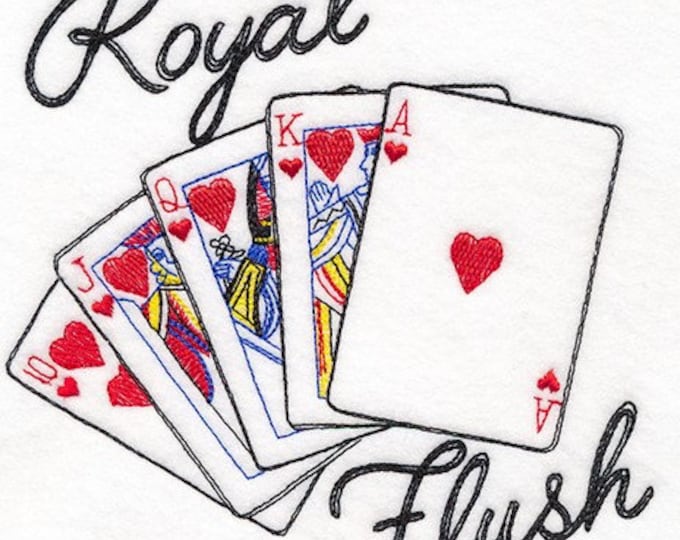 Poker Royal Flush card game gambling  bath hand towel custom embroidered personalized