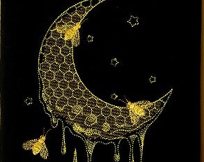 Bee moon metallic hand towel set custom embroidered