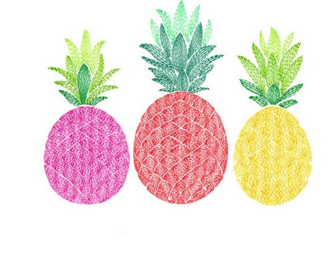 Pineapple trio custom embroidered bath hand towel set