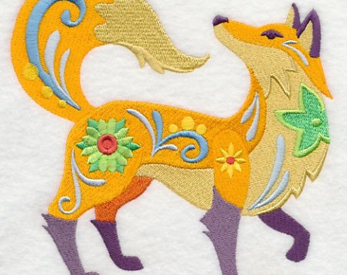 Fox animal  flower power bath hand towel set custom embroidered personalized