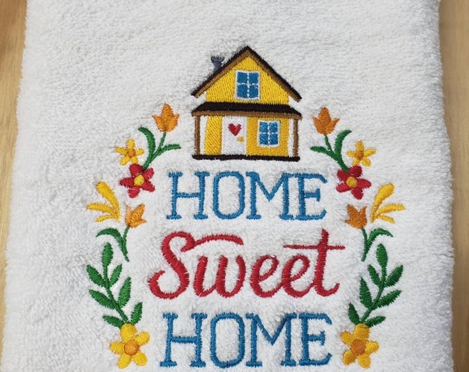 Home Sweet Home bath hand towel set custom embroidered personalized