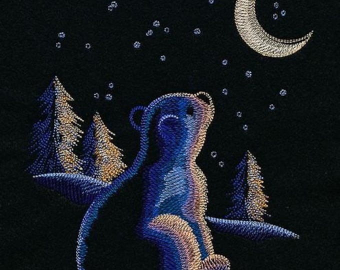 Bear moon bath hand towel custom embroidered
