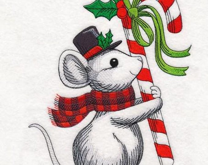 Christmas mouse candy cane bath hand towel bathroom decor custom embroidered personalized