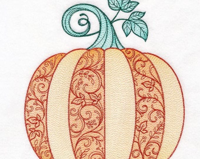 Elegant Fall pumpkin  kitchen dish towel custom embroidered