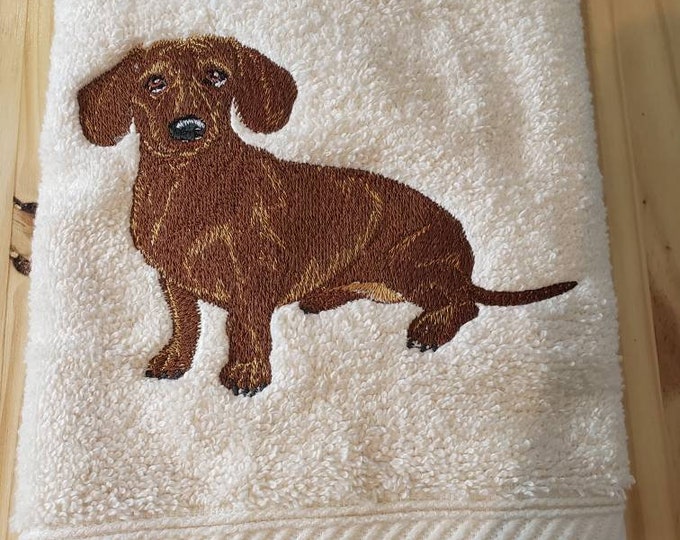 Dachshund Dog hand towel set custom embroidered