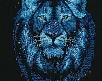 Custom embroidered realistic lion head hand towel set