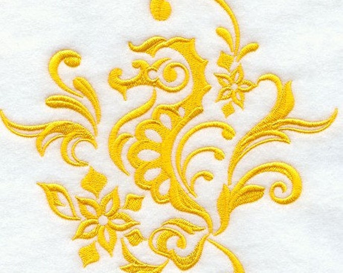 Seahorse Damask custom embroidered hand towel set personalized