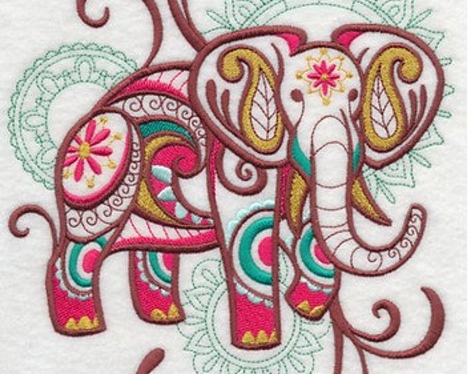 Mehndi elephant hand towel set custom embroidered