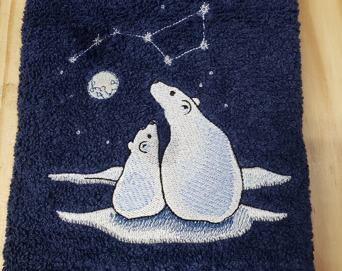 Polar Bear Astrology Ursa Major bath hand towel set custom embroidered personalized