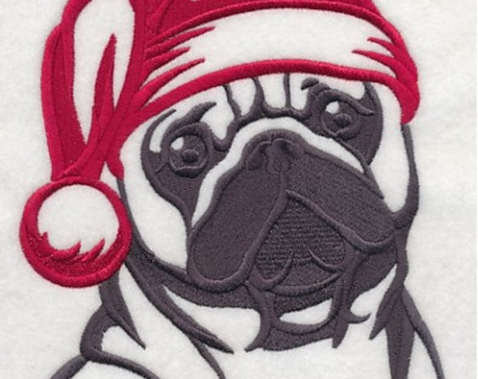 Santa Pug Dog hand towel set custom embroidered