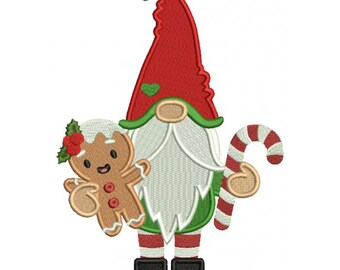 Christmas Gingerbread Gnome Candy Cane custom embroidered  kitchen dish towel set