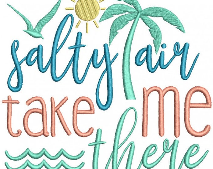 Salty air beach palm trees  ocean custom embroidered bath hand towel set