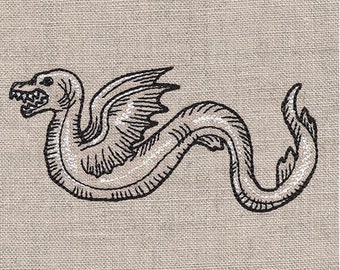 Cryptid Sea Serpent kitchen dish hand towel custom embroidered