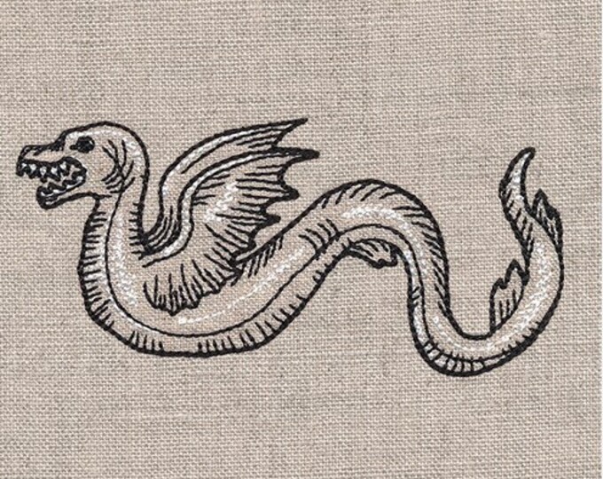 Cryptid Sea Serpent kitchen dish hand towel custom embroidered