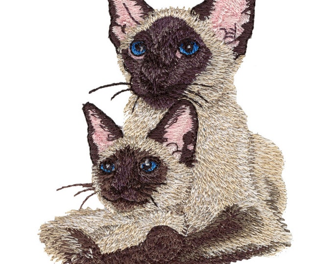 Siamese Cat pair blue eyes  hand towel set custom embroidered personalized