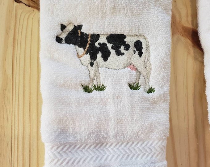 Holstein Cow hand towel set custom embroidered personalized