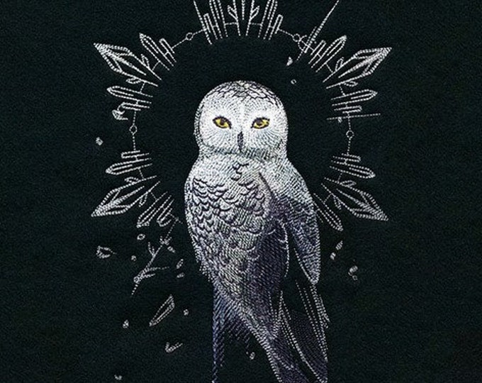 Majestic Winter Owl bath hand towel set custom embroidered