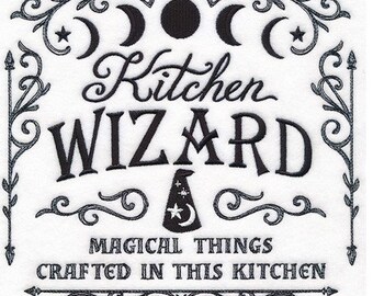 Kitchen Wizard Halloween kitchen dish towel custom embroidered