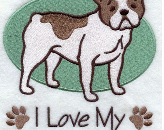 French Bulldog dog puppy love paw print bath hand towel custom embroidered