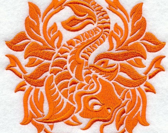 Koi fish Damask custom embroidered hand towel set personalized