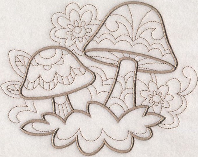 Mushroom doodle  kitchen dish hand towel custom embroidered personalized