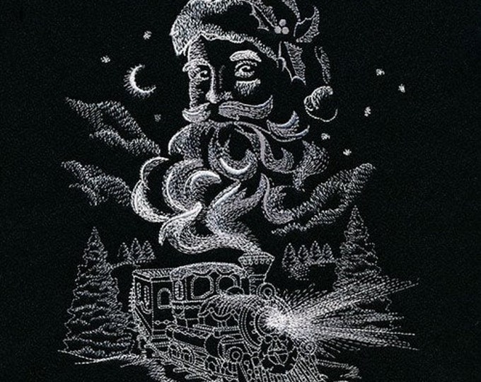 Christmas train Santa bath hand towel bathroom decor custom embroidered personalized