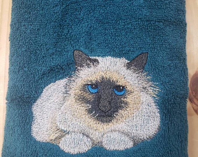 Birman Cat bath hand towel set custom embroidered personalized