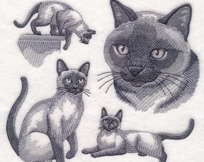 Siamese Cat sketch bath hand towel set custom embroidered personalized