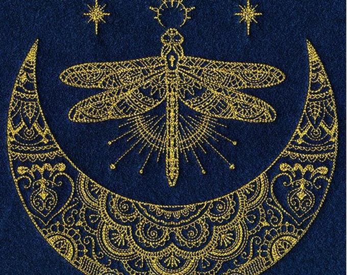Dragonfly moon Mehndi bath hand towel set custom embroidered
