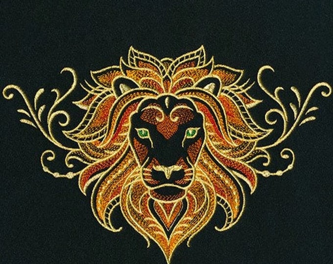 Gilded mirage Lion head bath hand towel set custom embroidered