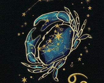 Cancer  Zodiac Constellation Astrology bath hand towel set custom embroidered