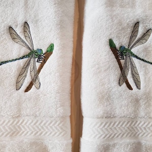 Dragonfly hand towel set custom embroidered personalized