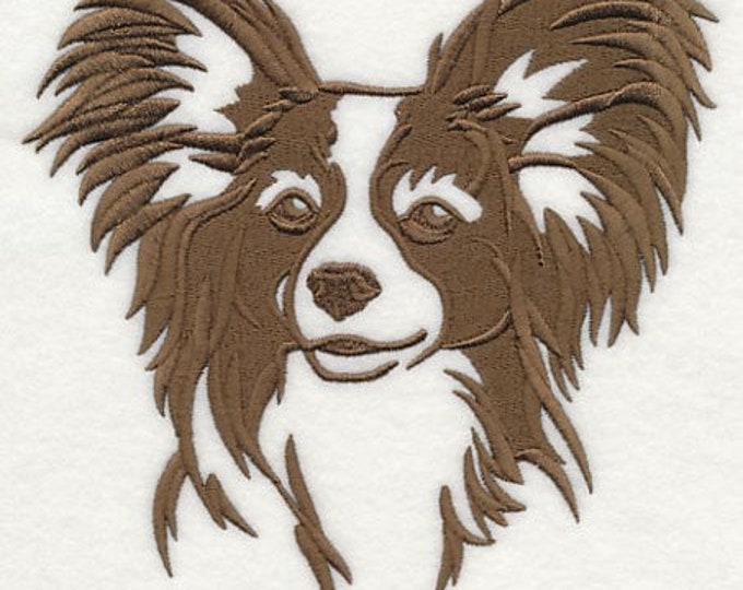 Papillon Dog Silhouette bath hand towel set custom embroidered