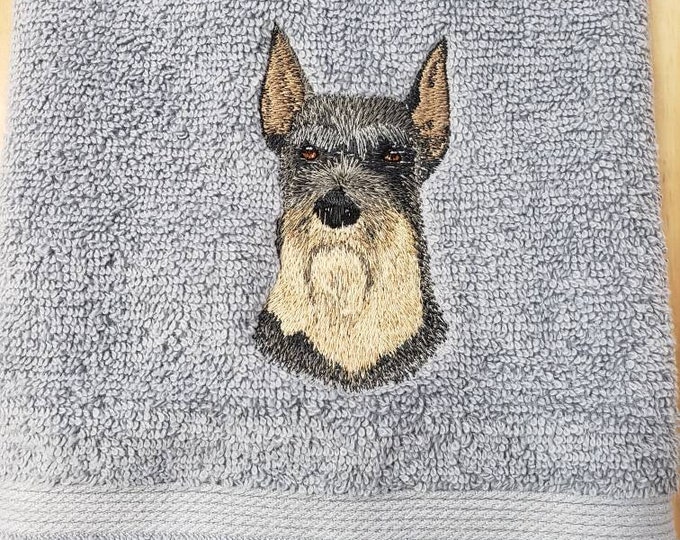 Schnauzer Dog bath hand towel set custom embroidered personalized