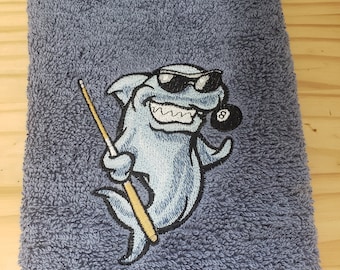 Pool shark 8 ball billiards bath hand towel set custom embroidered personalized