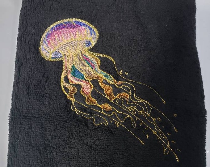 Jellyfish metallic  hand towel set custom embroidered