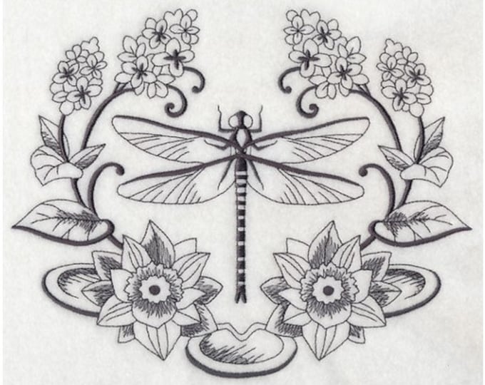 Dragonfly laurel wreath bathroom decor hand towel set custom embroidered