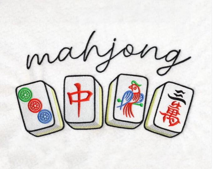 Mahjong tile game hand towel set custom embroidered Personalized
