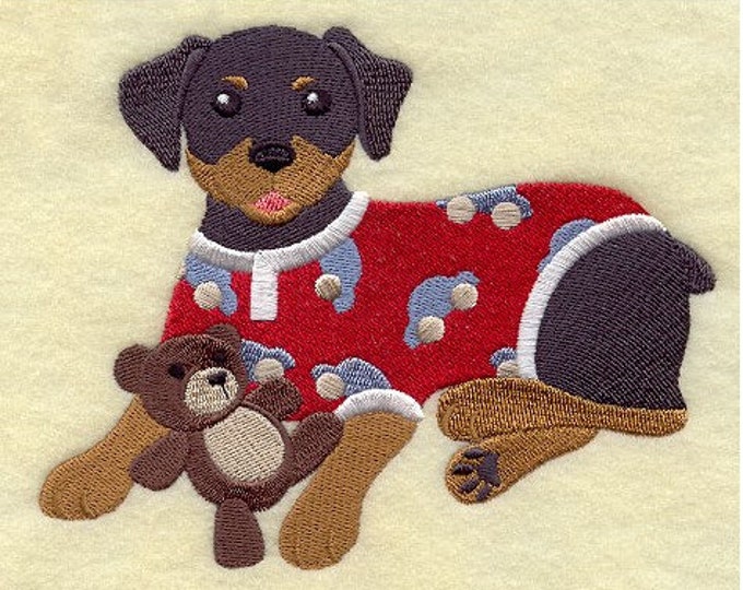 Rottweiler dog pajamas bath hand towel set custom embroidered personalized