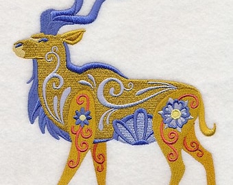 Kudu animal  flower power bath hand towel set custom embroidered personalized