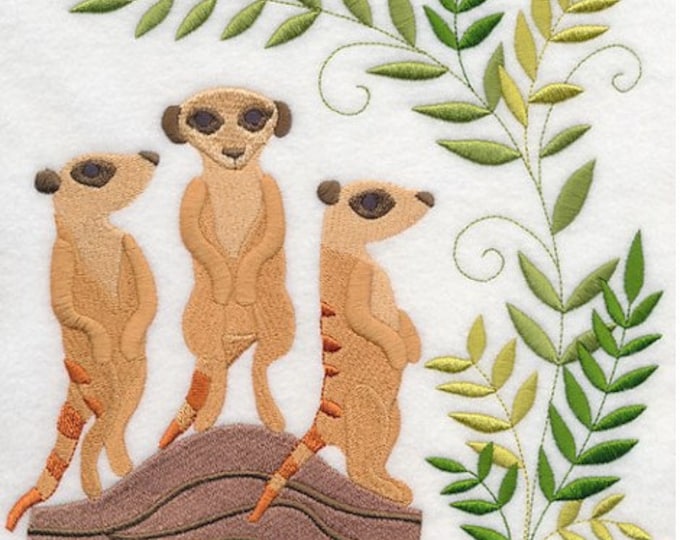 Meerkat hand towel set custom embroidered personalized