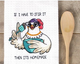 Rooster Chicken cooking chef funny kitchen dish towel custom embroidered