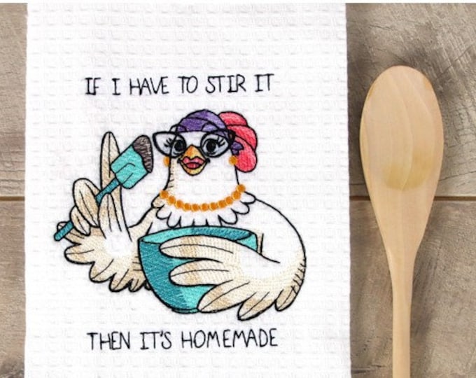 Rooster Chicken cooking chef funny kitchen dish towel custom embroidered