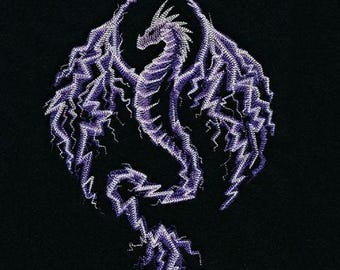 Dragon lightning bath hand towel  custom embroidered personalized