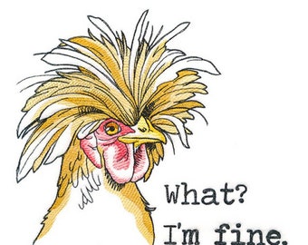 custom embroidered stressed chicken set of 2 kitchen dish towels