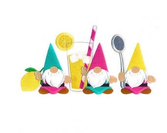 Gnome Lemonade kitchen towel set Custom Embroidered Personalized