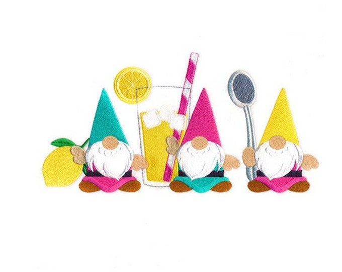 Gnome Lemonade kitchen towel set Custom Embroidered Personalized