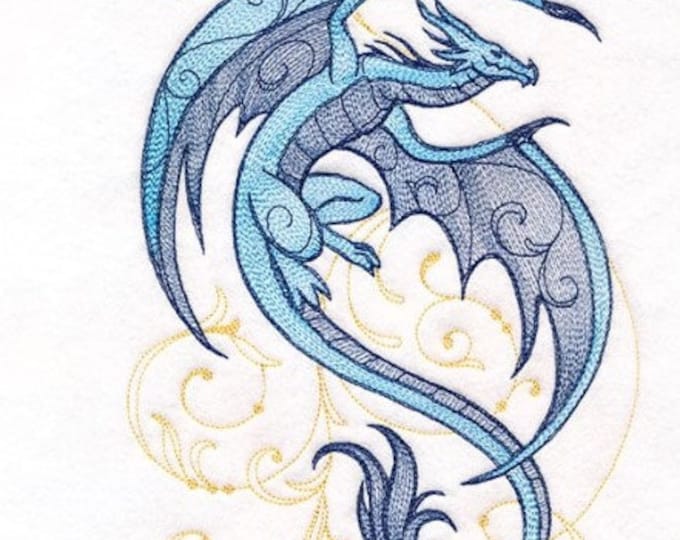 Dragon spiral bath hand towel custom embroidered personalized