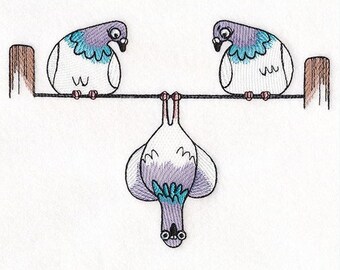 Pigeon problems funny  kitchen dish waffle weave hand towel custom embroidered